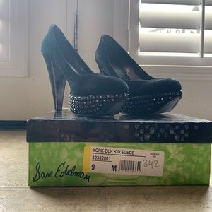 Sam Edelman Black Suede Heels w/ Gems